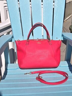 Coach Pebble Leather Satchel in Hot Pink
